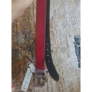 White House Black Market NWT Reversible Belt Alligator Print Red Black